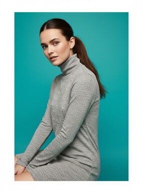 Wilfred Free Speckled Gray High Neck Stretchy Knit Dress Size S